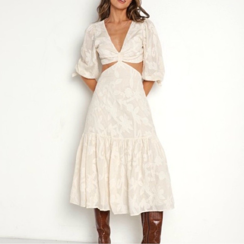 Cleobella Cream Cut-Out Midi Dress